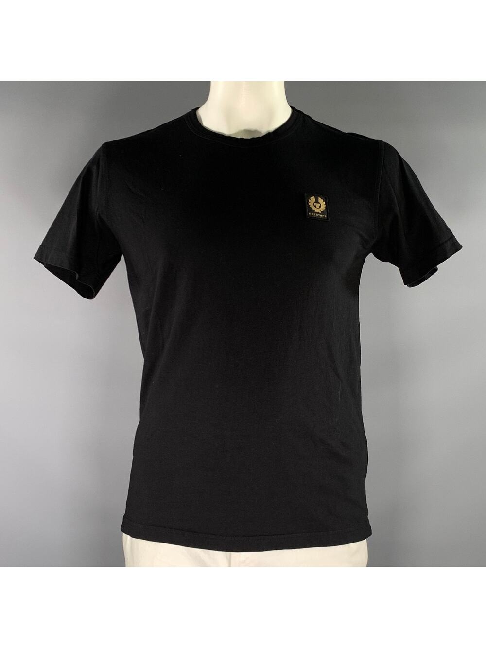 BELSTAFF Size L Black Gold Cotton Crew-Neck T-shirt